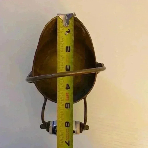 Antique Hand Crafted Pitcher With Lion Heads & Blue White Painted Handle - Picture 9 of 12